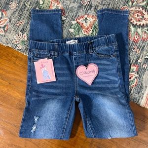 Heart & Lovely factory distressed elastic waistband denim jeans NWT